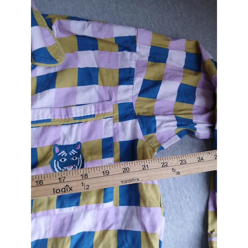 Anthropologie Pajama Set Medium Pants Tiger Checkered Comfort Lounge Sleep - Picture 12 of 16